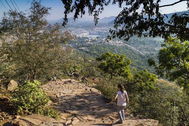 Child on a walk in India